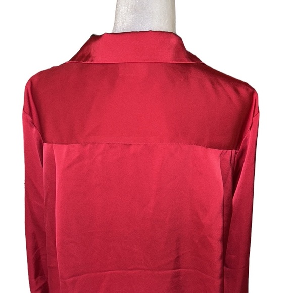 Jason Wu Red Satin Oversized Button Down Blouse - S - Picture 6 of 10